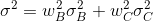 \sigma ^{2} = w_{B}^{2}\sigma _{B}^{2} + w_{C}^{2}\sigma _{C}^{2}