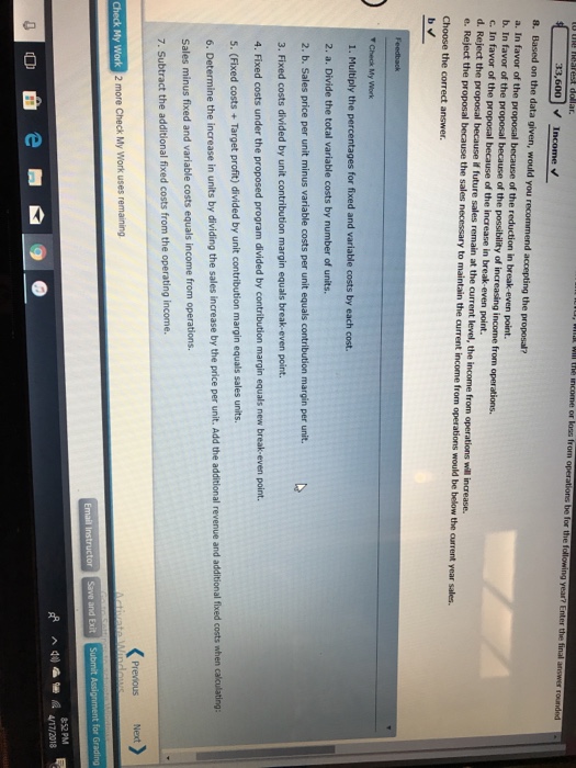 Solved Break Even Sales Under Present And Proposed Chegg