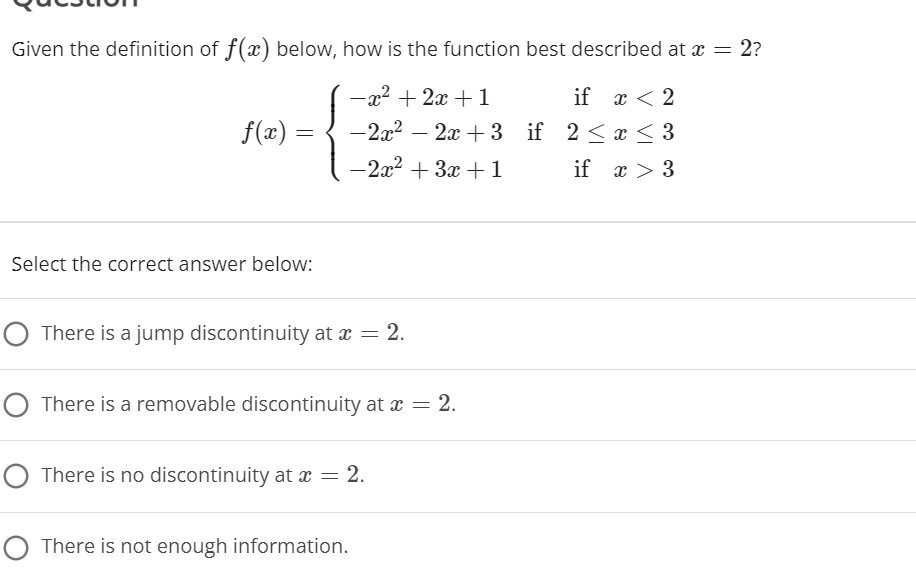 Solved Given the definition of f(x) below, how is the | Chegg.com