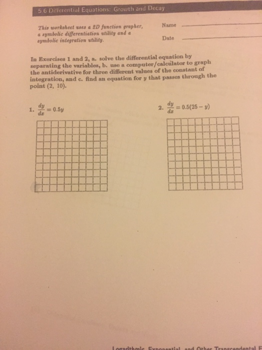 Solved 5 6 Ditferential Equations Growth and Decay This