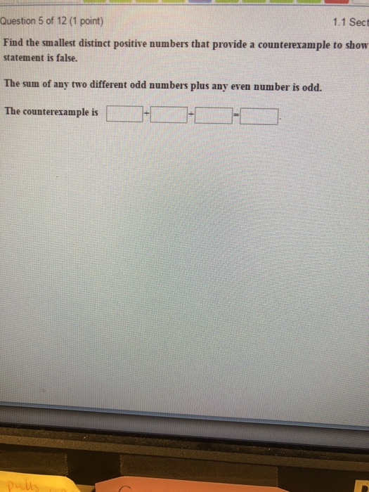 Solved Question 5 of 12 (1 point) 1.1 Sect Find the smallest