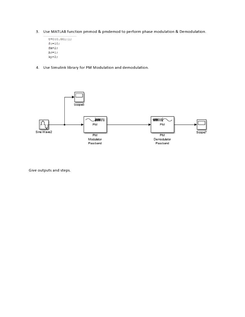 1. Demodulate the FM using Simulink for the given | Chegg.com