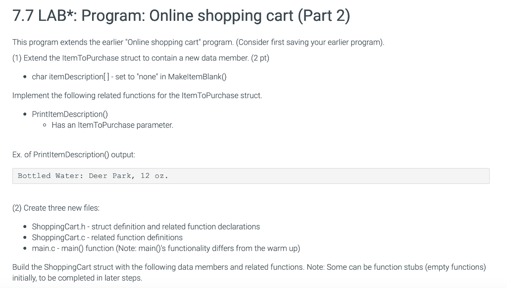 Solved IN C LANGUAGE ONLY PLEASE! Below you will find the | Chegg.com