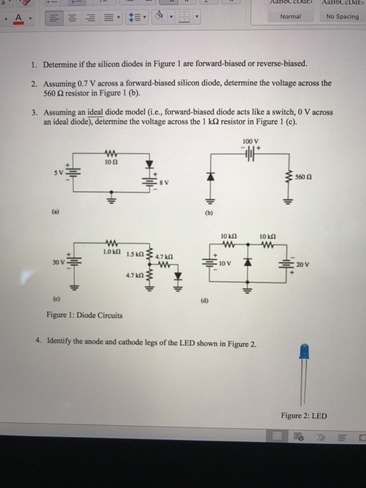 Solved Determine If The Silicon Diodes In Figure 1 Are | Chegg.com