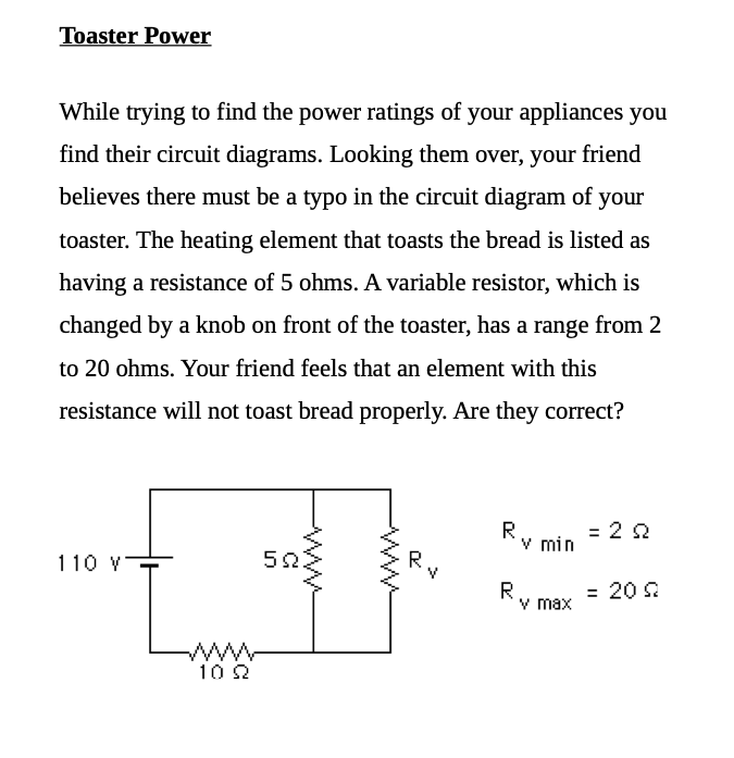 Solved Toaster Power While trying to find the power ratings