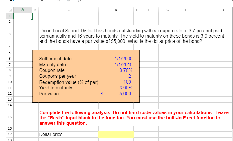 Solved Must Be Answered In Excel Formula For The Answer 2 Chegg Com