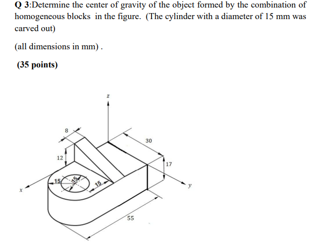Q 3:Determine the center of gravity of the object | Chegg.com