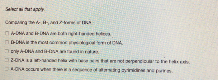 Solved The Figure Below Depicts Which Form Of DNA? OA-DNA | Chegg.com