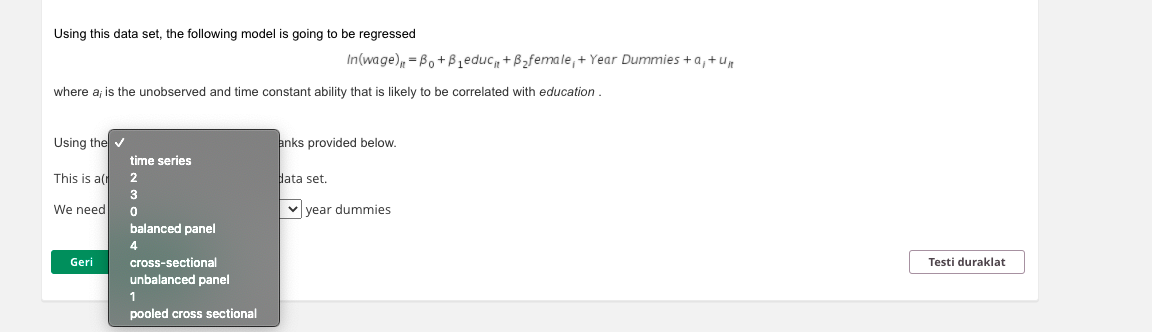 Solved Using this data set, the following model is going to | Chegg.com
