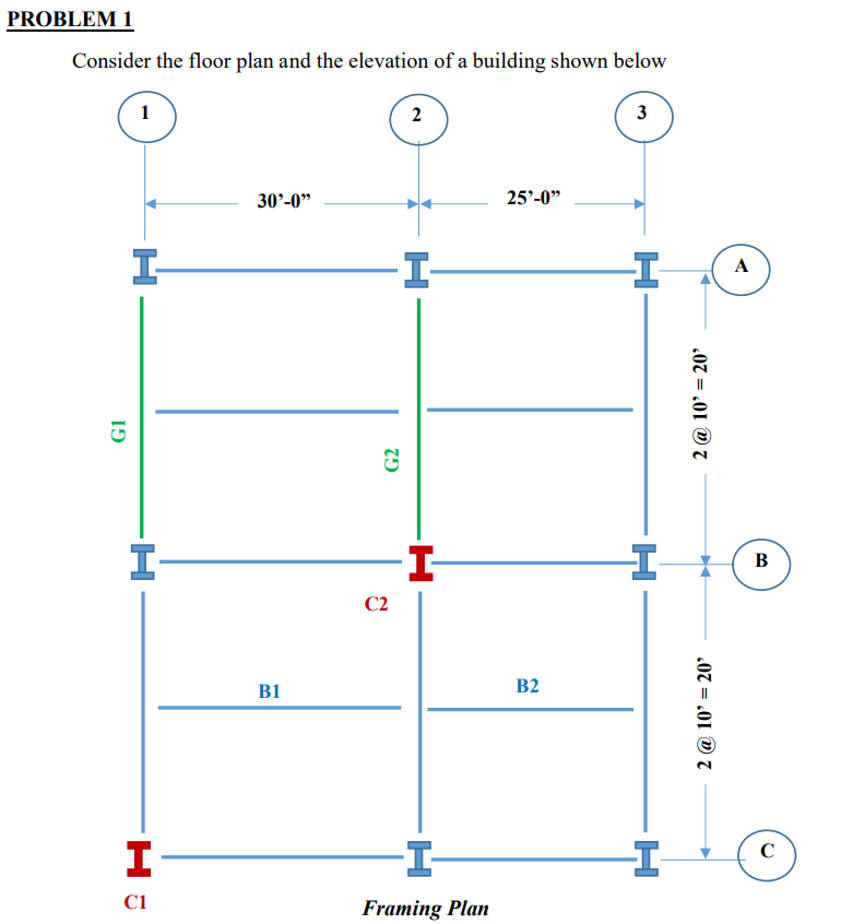 Solved PROBLEM 1 Consider the floor plan and the elevation | Chegg.com