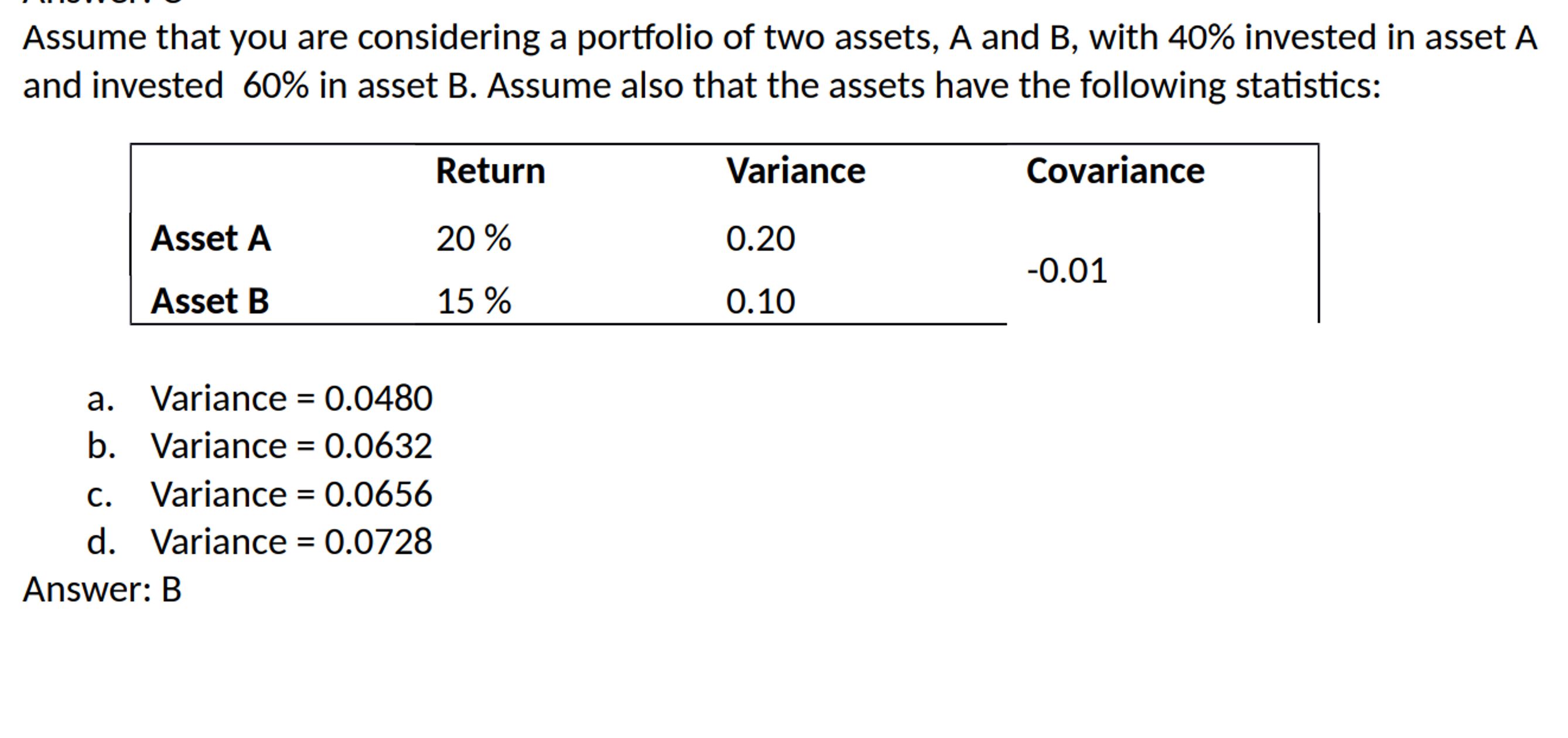 Solved Assume That You Are Considering A Portfolio Of Two | Chegg.com