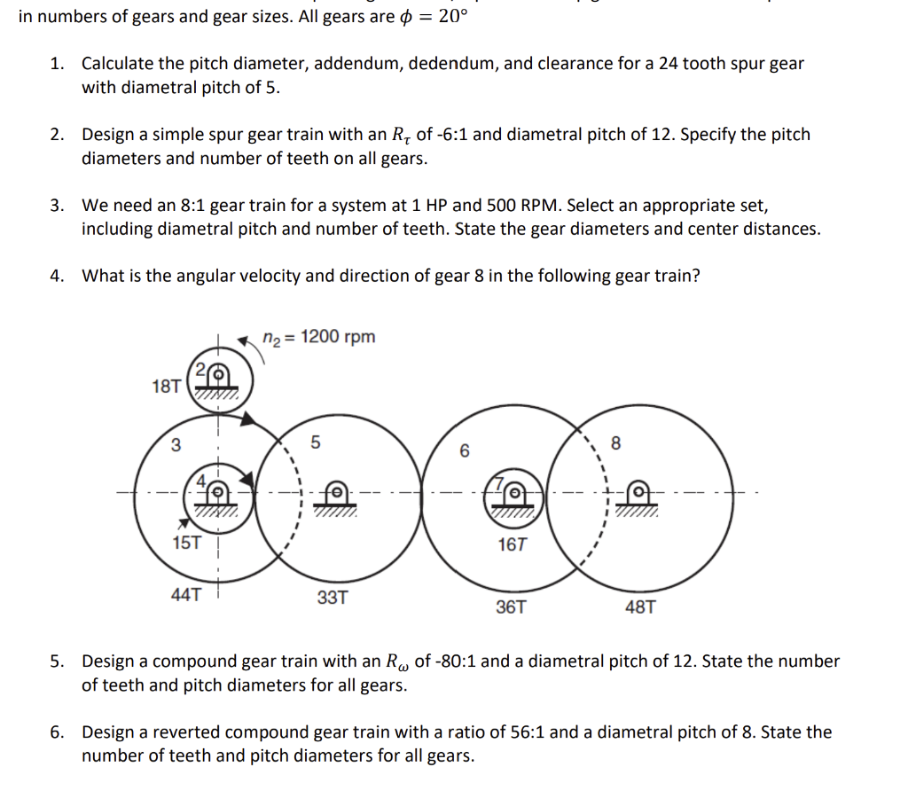 Solved In Numbers Of Gears And Gear Sizes. All Gears Are | Chegg.com