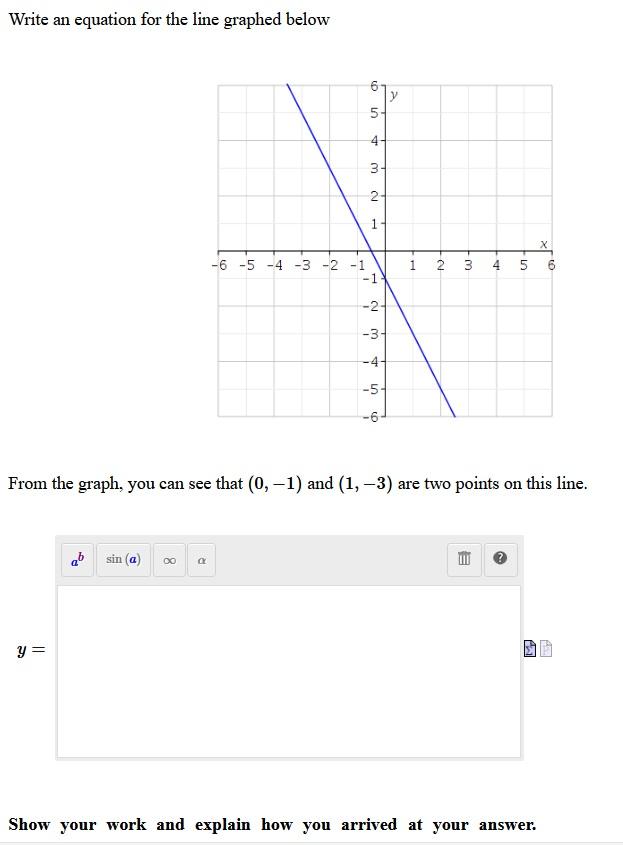 Solved Write an equation for the line graphed below 6 y 5 4 | Chegg.com