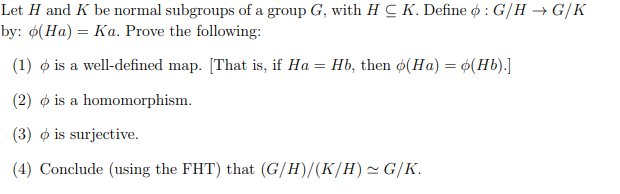 Solved Let H And K Be Normal Subgroups Of A Group G With Chegg Com