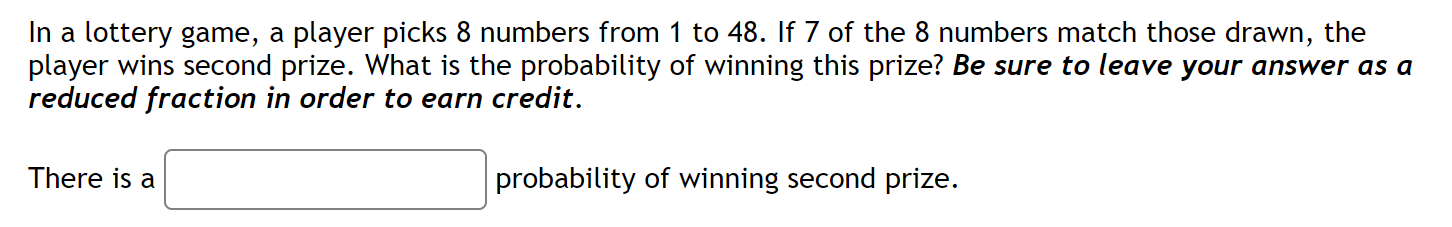Solved In a lottery game, a player picks 8 numbers from 1 to | Chegg.com