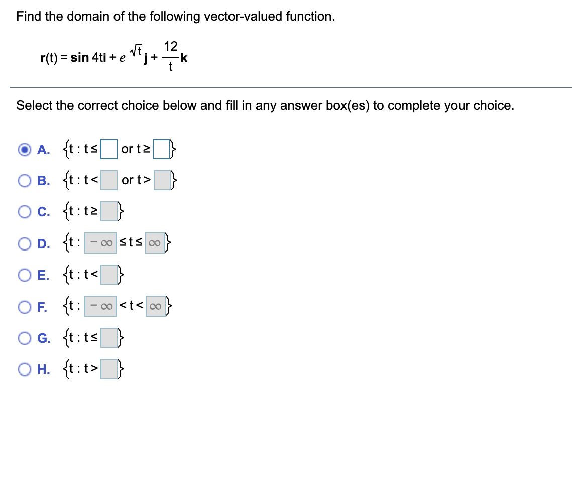 Solved Find The Domain Of The Following Vector Valued