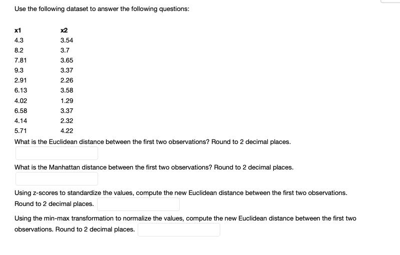Solved Use the following dataset to answer the following | Chegg.com