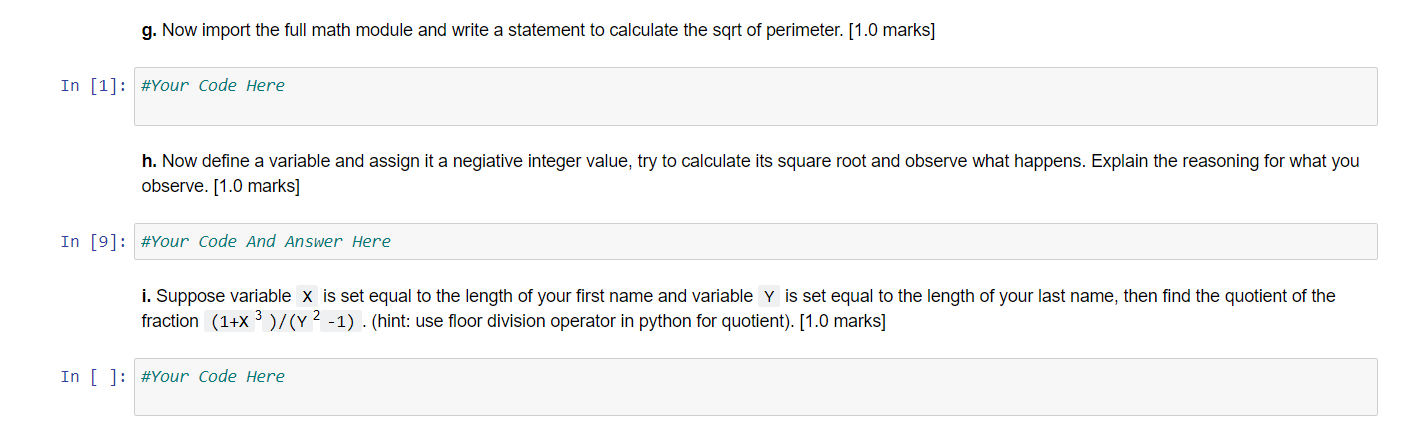 Solved g. Now import the full math module and write a | Chegg.com