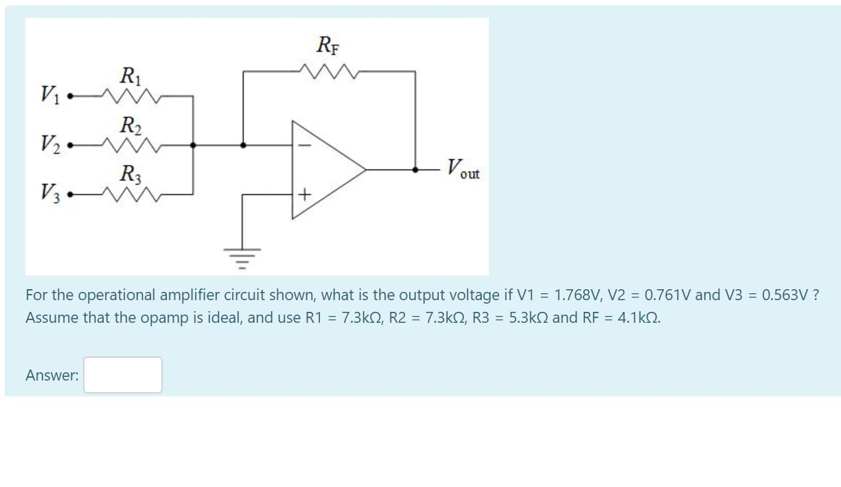 Solved RE R1 VW R2 V2 Vout R3 Vw + For the operational | Chegg.com