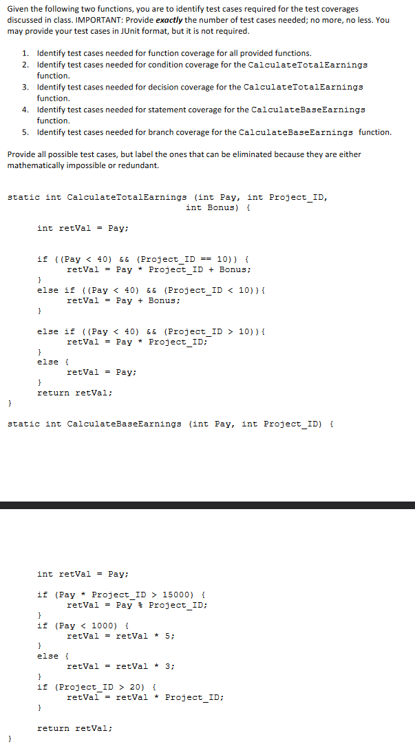 Solved Given The Following Two Functions, You Are To | Chegg.com