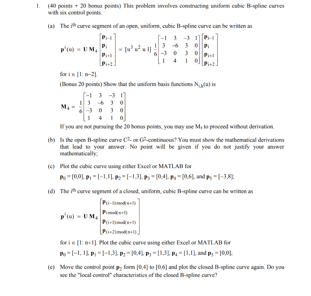 1. (40 points + 20 bonus points) This problem | Chegg.com