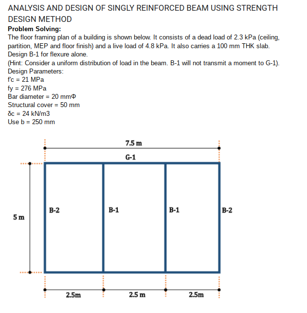 Solved ANALYSIS AND DESIGN OF SINGLY REINFORCED BEAM USING | Chegg.com