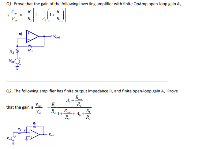 Solved Q1. Prove That The Gain Of The Following Inverting | Chegg.com