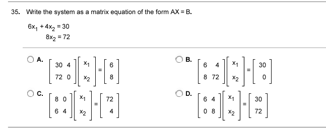 Solved 5. Write the system as a matrix equation of the form | Chegg.com