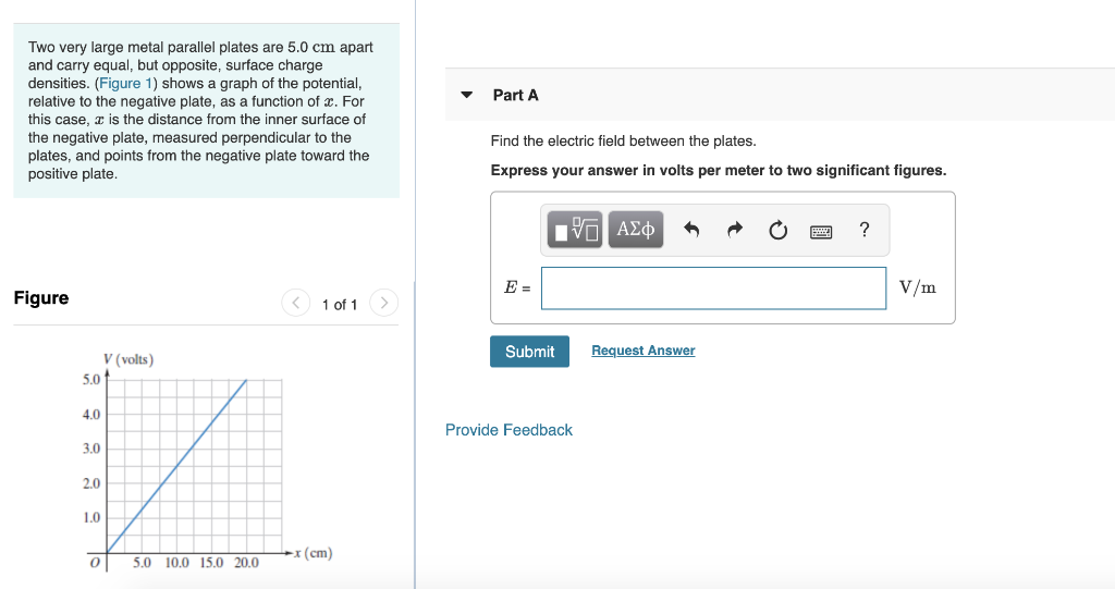 Solved Part A Two very large metal parallel plates are 5.0 | Chegg.com