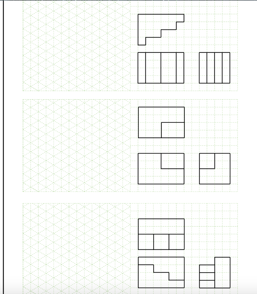 Solved draw the 3d view given the front top and side view | Chegg.com