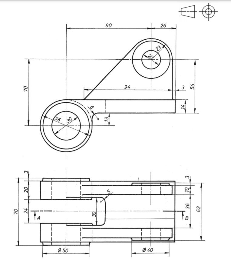 Solved Use the autocad program. Draw the front view of the | Chegg.com