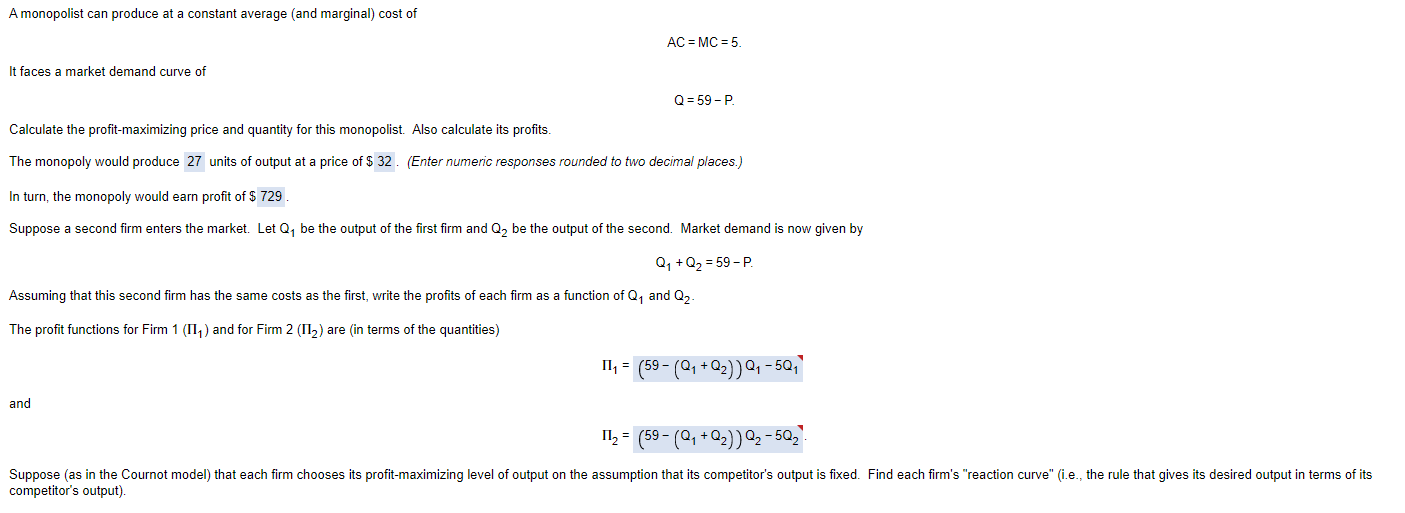 Solved A monopolist can produce at a constant average and | Chegg.com