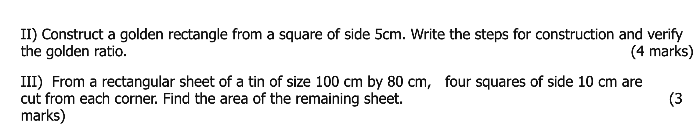 Solved II) Construct a golden rectangle from a square of | Chegg.com