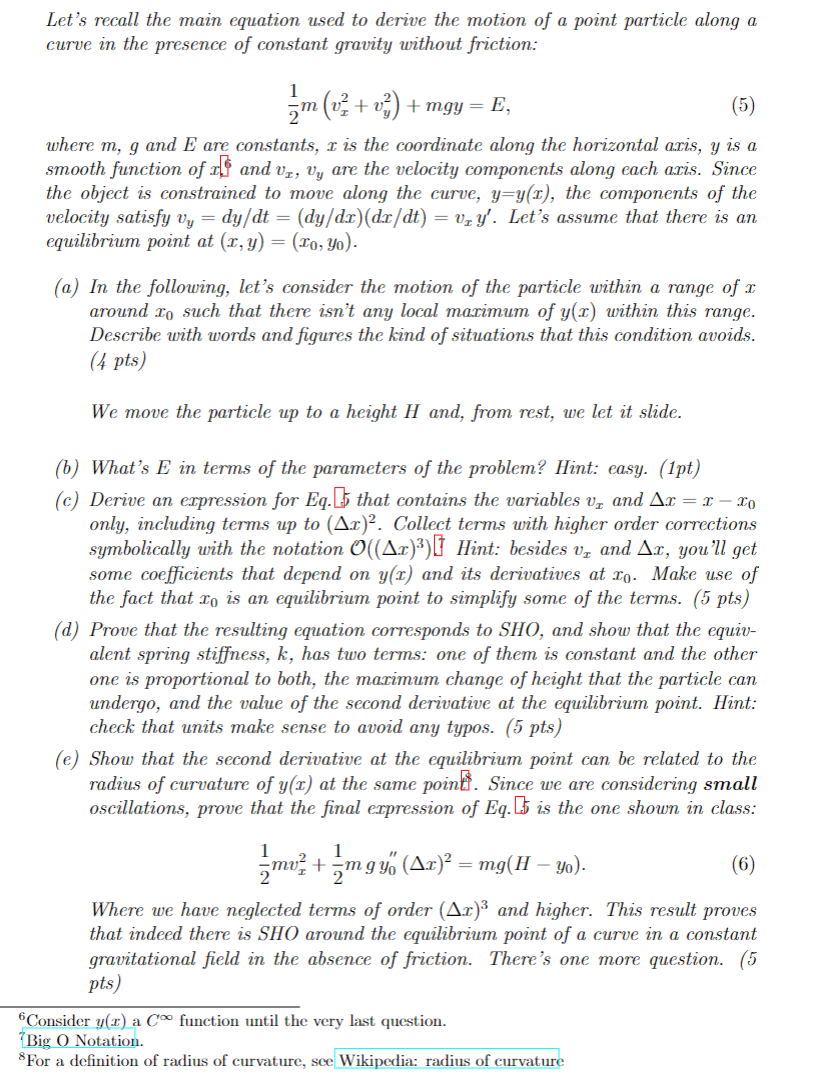 Let's recall the main equation used to derive the | Chegg.com