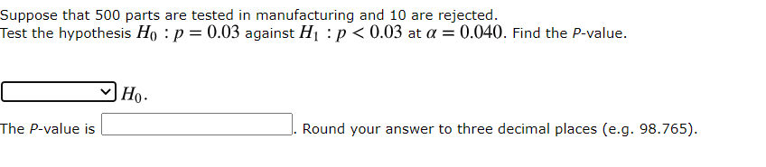 Solved For the hypothesis test Ho : u = 6 against H1 : > 6 | Chegg.com