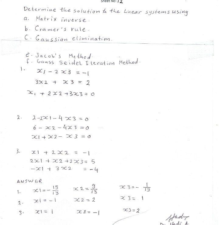 Solved Sheet No:2 a Determine the solution to the Linear | Chegg.com