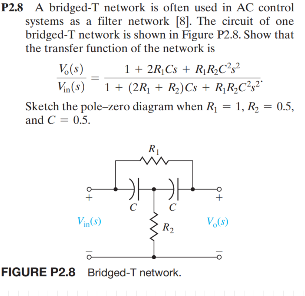 Solved P2.8 A bridged-T network is often used in AC control | Chegg.com