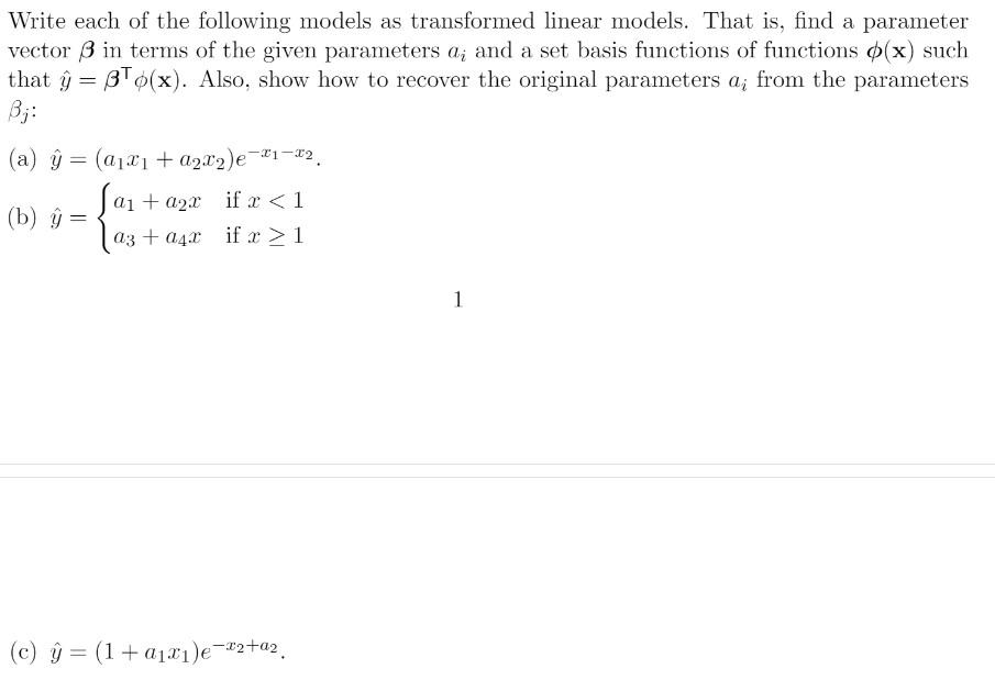 Solved Write each of the following models as transformed | Chegg.com