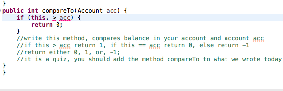 Solved Hello, I need to create a compareTo method in Java | Chegg.com