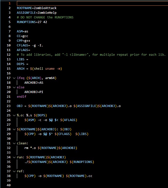 Solved Modify the file ZombieHelpPI.s so when you make run | Chegg.com