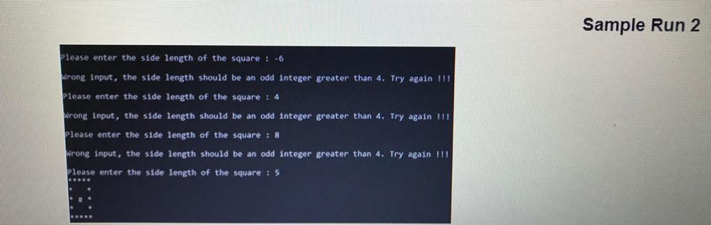 Solved Write a Python program to print a hollow square | Chegg.com