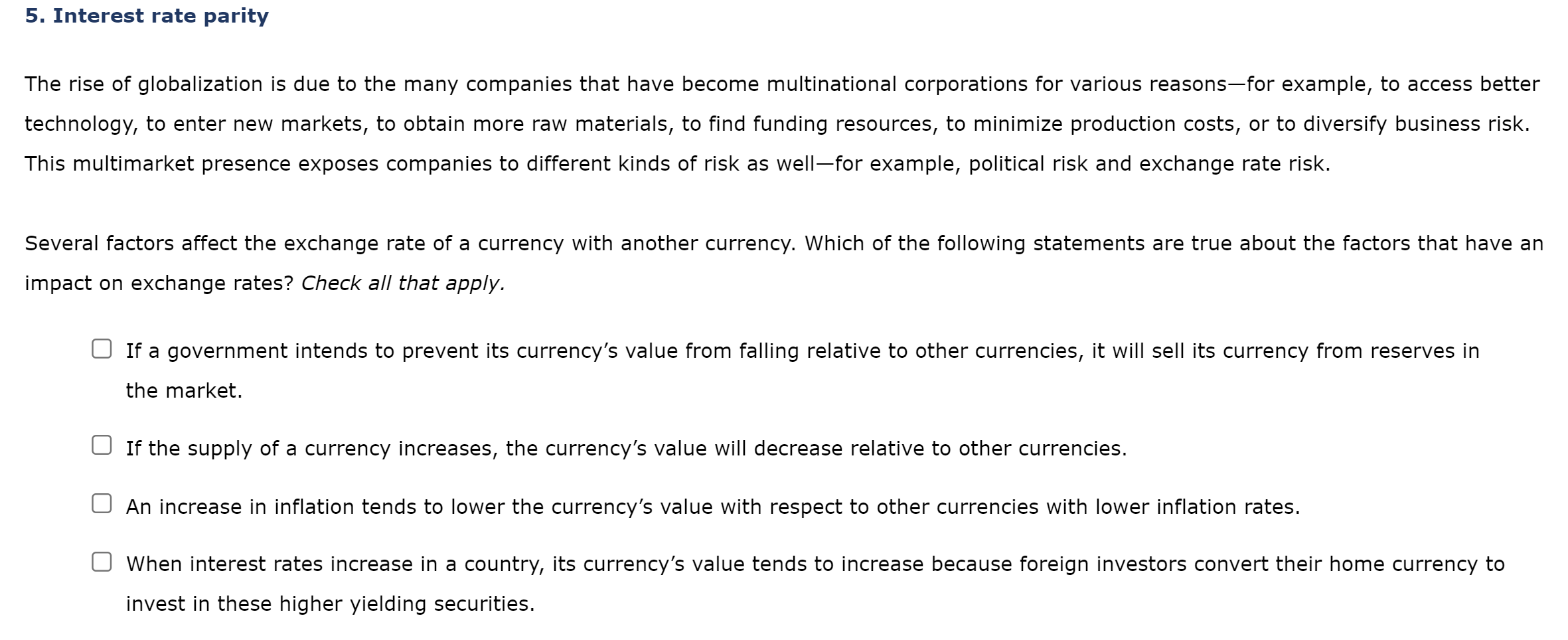 Solved The relationship between interest rates and exchange | Chegg.com