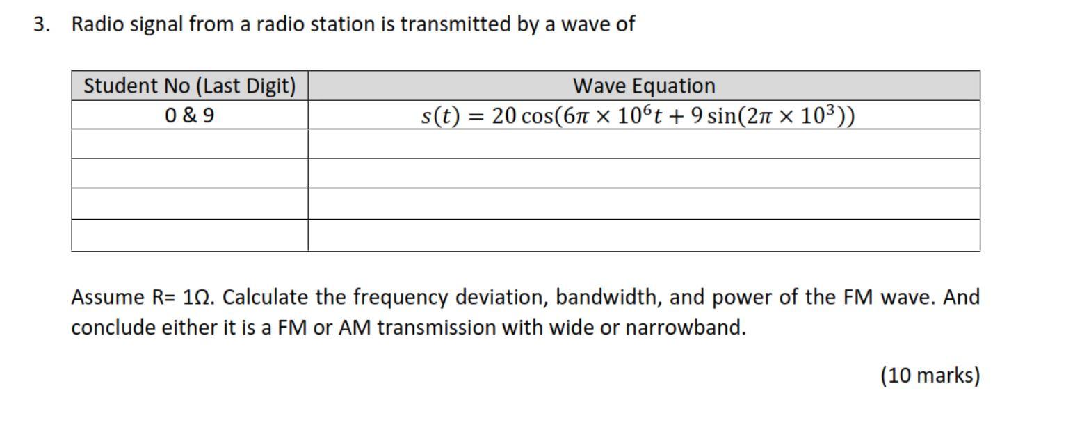 Solved 3. Radio signal from a radio station is transmitted | Chegg.com