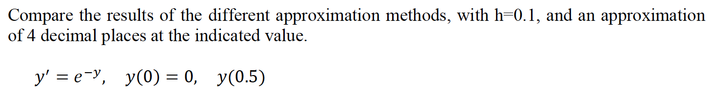 Solved Compare the results of the different approximation | Chegg.com