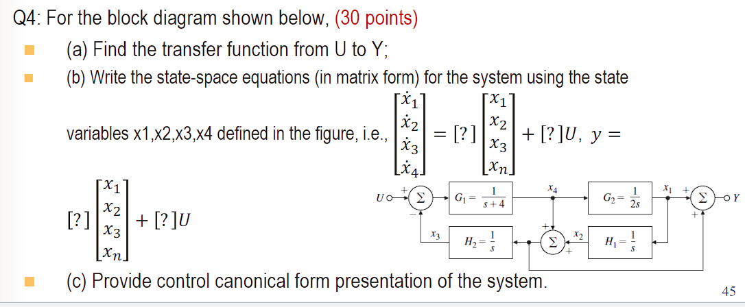 Solved 24: For the block diagram shown below, ( 30 points) | Chegg.com