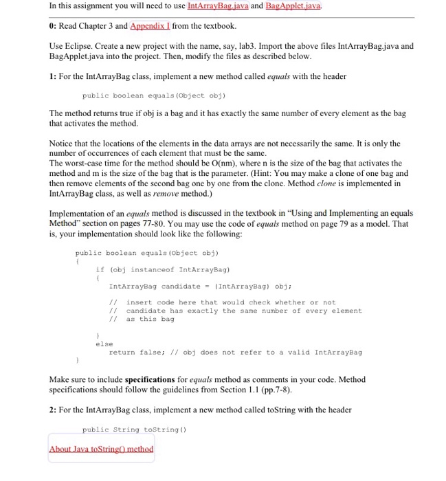 Solved So this is a lab for Java and has to do with bags, if