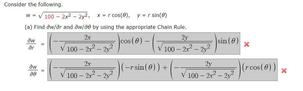 Solved Consider The Following X R Cos E Y R Sin E W V Chegg Com