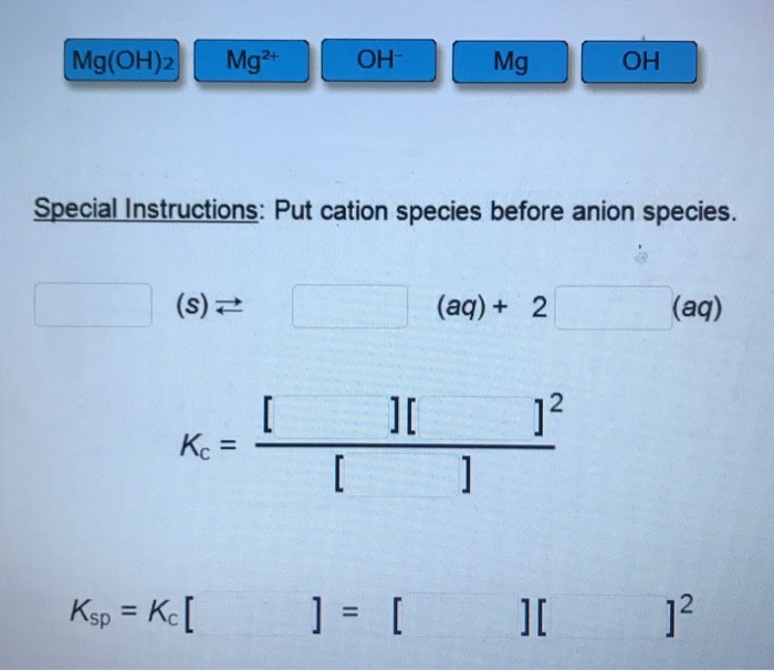 Solved Complete the solubility product equation, the Kc and