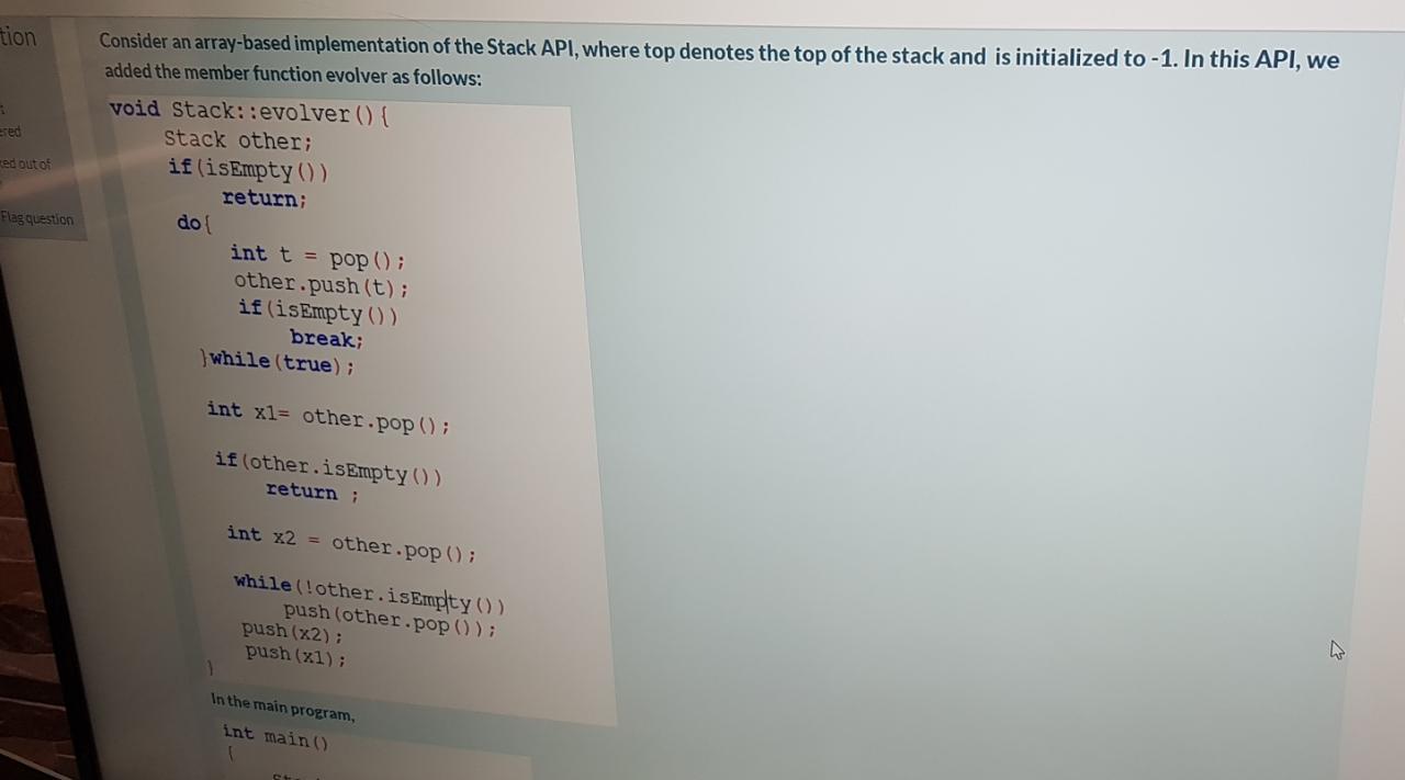 Solved tion 1 ered ed outos Consider an array-based | Chegg.com