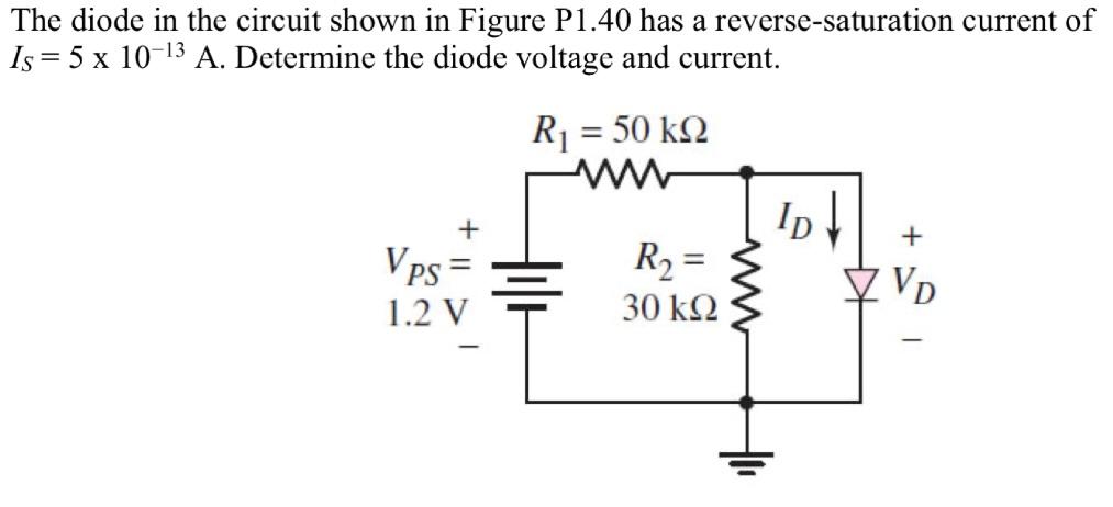 Solved The diode in the circuit shown in Figure P1.40 has a | Chegg.com